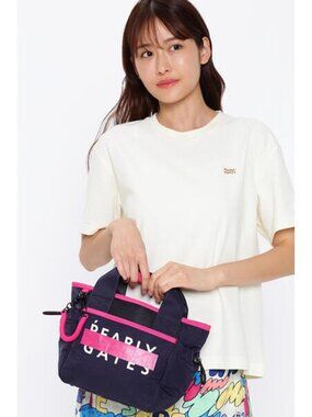 PEARLY GATES Japan Navy Pink ANTI-LOGO Golf Locker Top Handle Cart Tote Bag